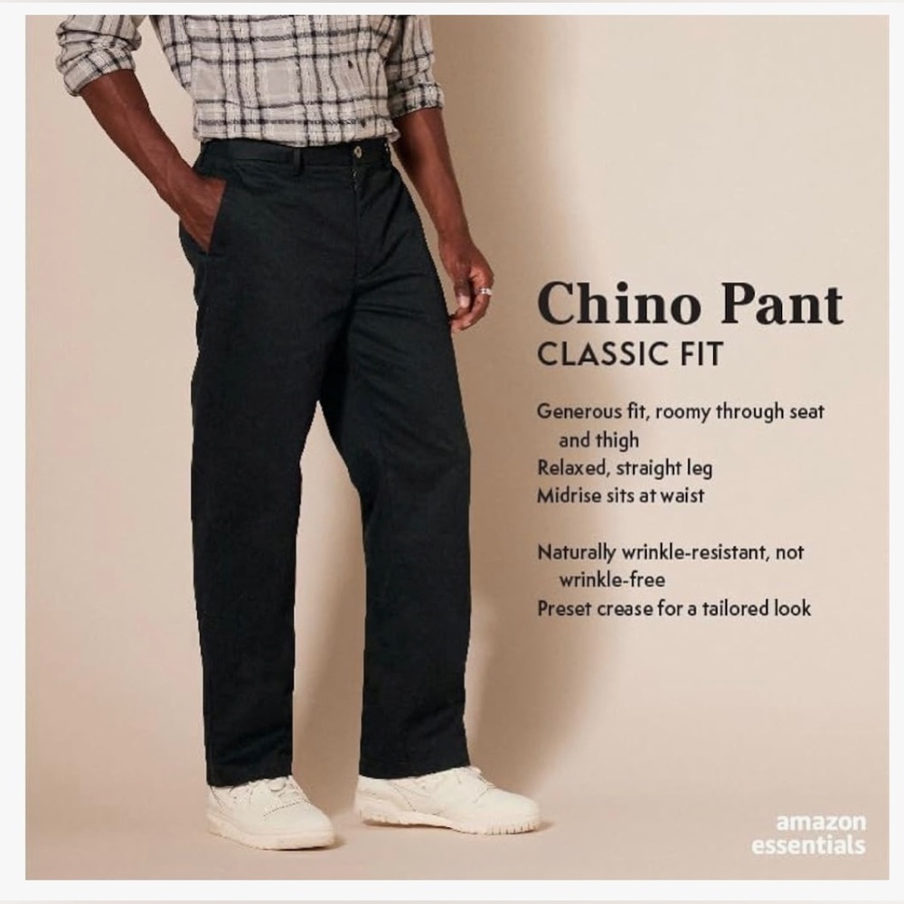 Classic Fit Flat Front Chino Pant in Grey
